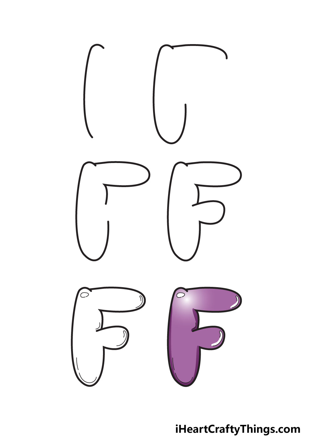 Chữ Bong Bóng Chữ F – Cách Vẽ Chữ F Bong Bóng Của Riêng Bạn - Tô Màu
