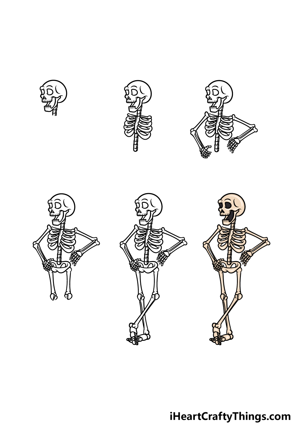 Cách vẽ bộ xương hoạt hình – Hướng dẫn từng bước - Tô Màu